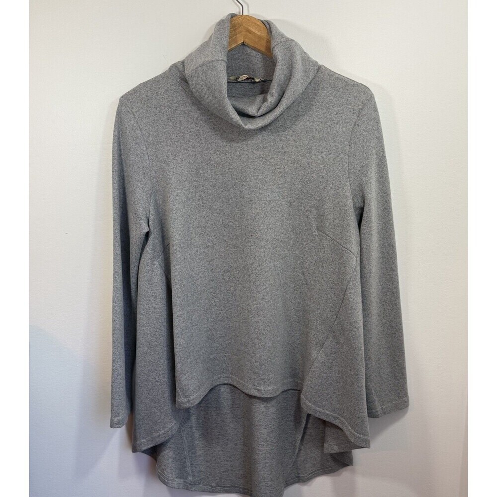 Aryeh Roll Neck Sweater Large Gray Hi-Lo Hem Lagenlook Winter Basics